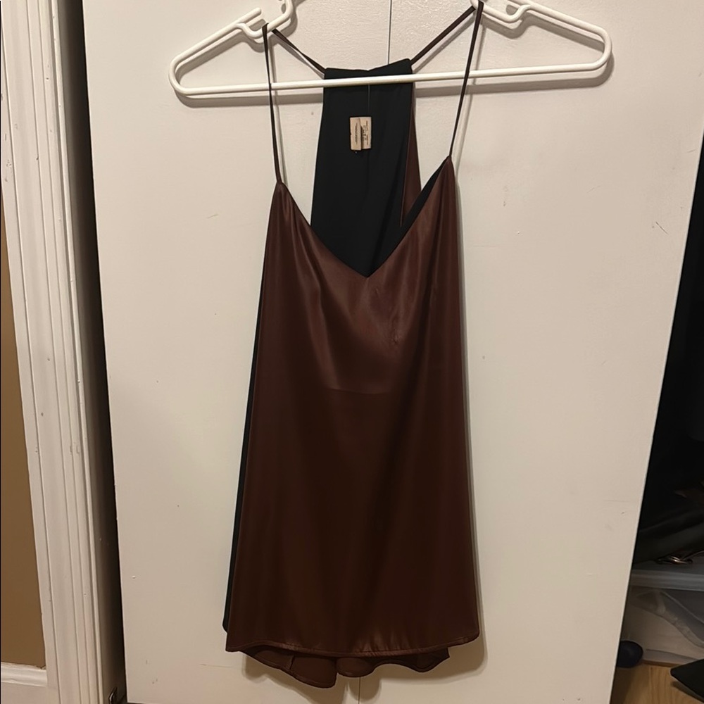 Express Brown Satin Cami Top